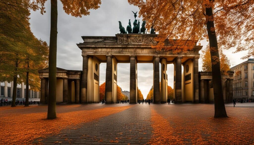 n image of the daily weather in Berlin in October, capturing the fall season's magic.