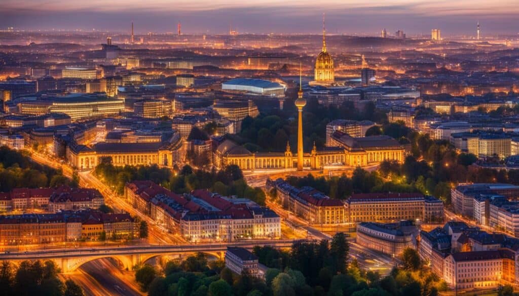 iconic landmarks of Berlin and Stuttgart side by side