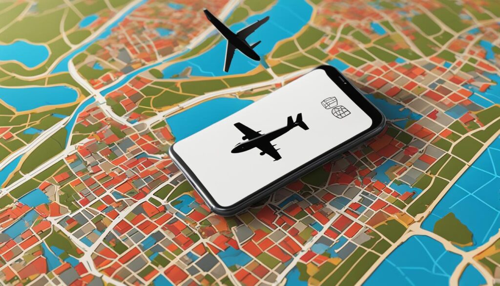 n eSIM card with a travel theme, featuring a stylized map of Germany and a plane icon