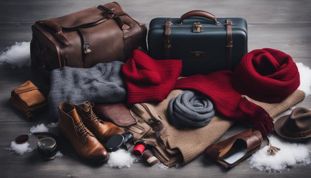 an image depicting a traveler packing for a trip to Berlin in winter